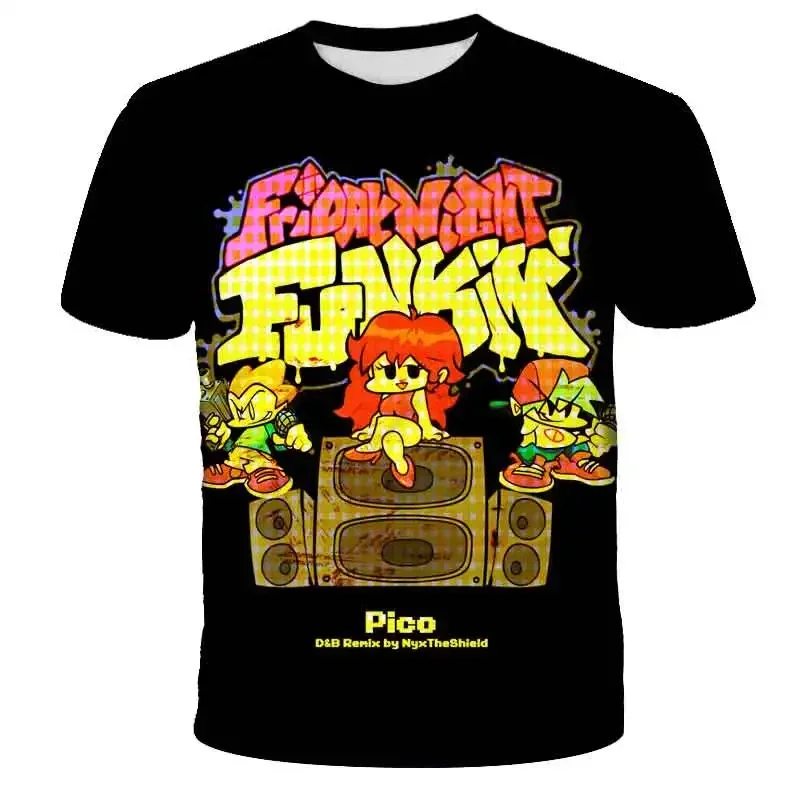 Friday Night Funkin 3D camiseta infantil, jogo de desenhos animados, tops engraçados de manga curta, camiseta infantil, roupa de anime, quente vendido, verão