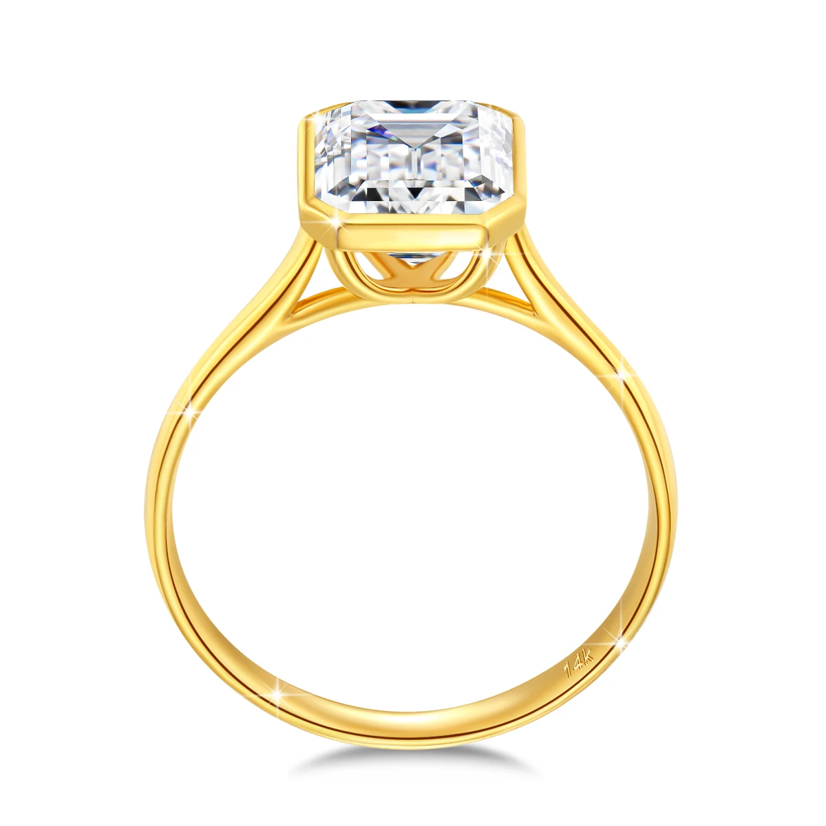 Emerald Cut Moissanite Ring 3CT for Women 14K Gold 100% Genuine Au585 Engagement Wedding Christmas Gifts Classsic