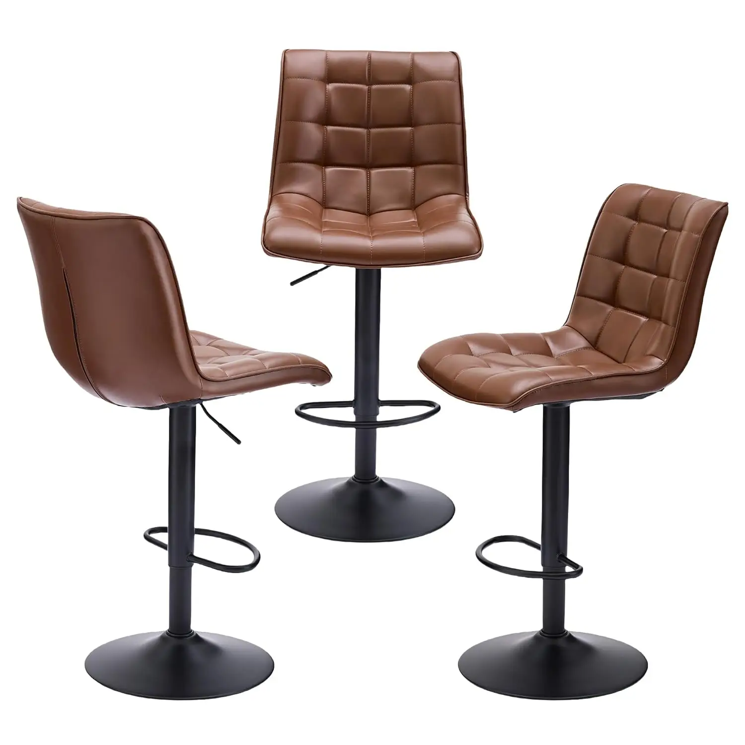 

Swivel Counter Height Bar Stools with Backs,Faux Leather Adjustable 24-33",Kitchen Island Chairs,3PCS,Customized