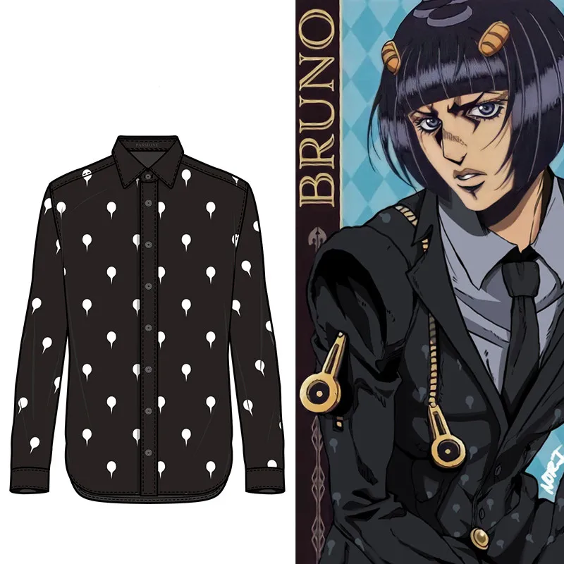 Anime Bizarre Adventure Cosplay Costume Golden Wind Bruno T-Shirt Top Autumn Winter Long Sleeve Blouse Halloween Party Clothing