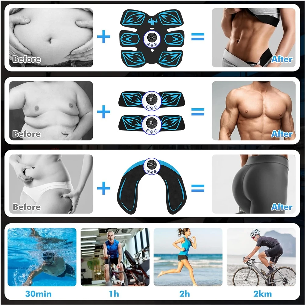 

Rechargeable Muscle Toner EMS Ab Stimulator Wireless Abdominal Trainer for Unisex Home Workout Body Conditioning