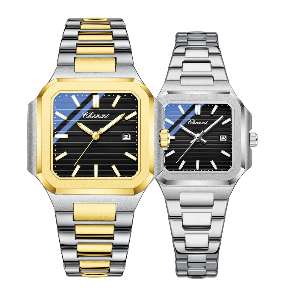 2PCS Luxury Couples Watch High Quality Stainless Steel His Hers Watch Sets Original Brand Waterproof Luminous Date Wristwatch