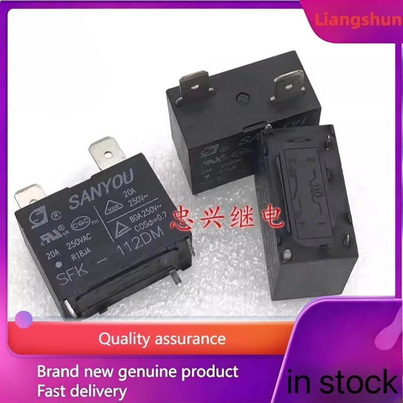 Novo Kit com 5 Peças: Relé de Placa-Mãe SFK-112DM-E de 4 Pinos, 12VCC, 20A para Ar Condicionado e Aquecedor de Água