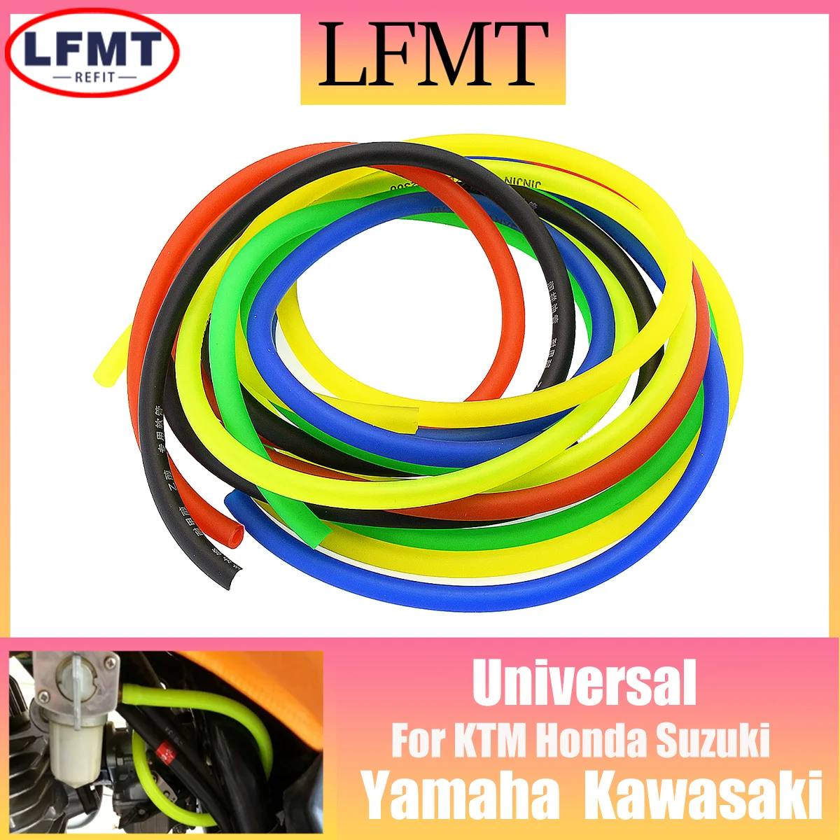 1M 3M 5M 5 Color Petrol Fuel Line Hose Gas Oil Pipe Rubber Soft Tube For KTM Yamaha Kawasaki Honda Suzuki Motorcycle ATV Scooter