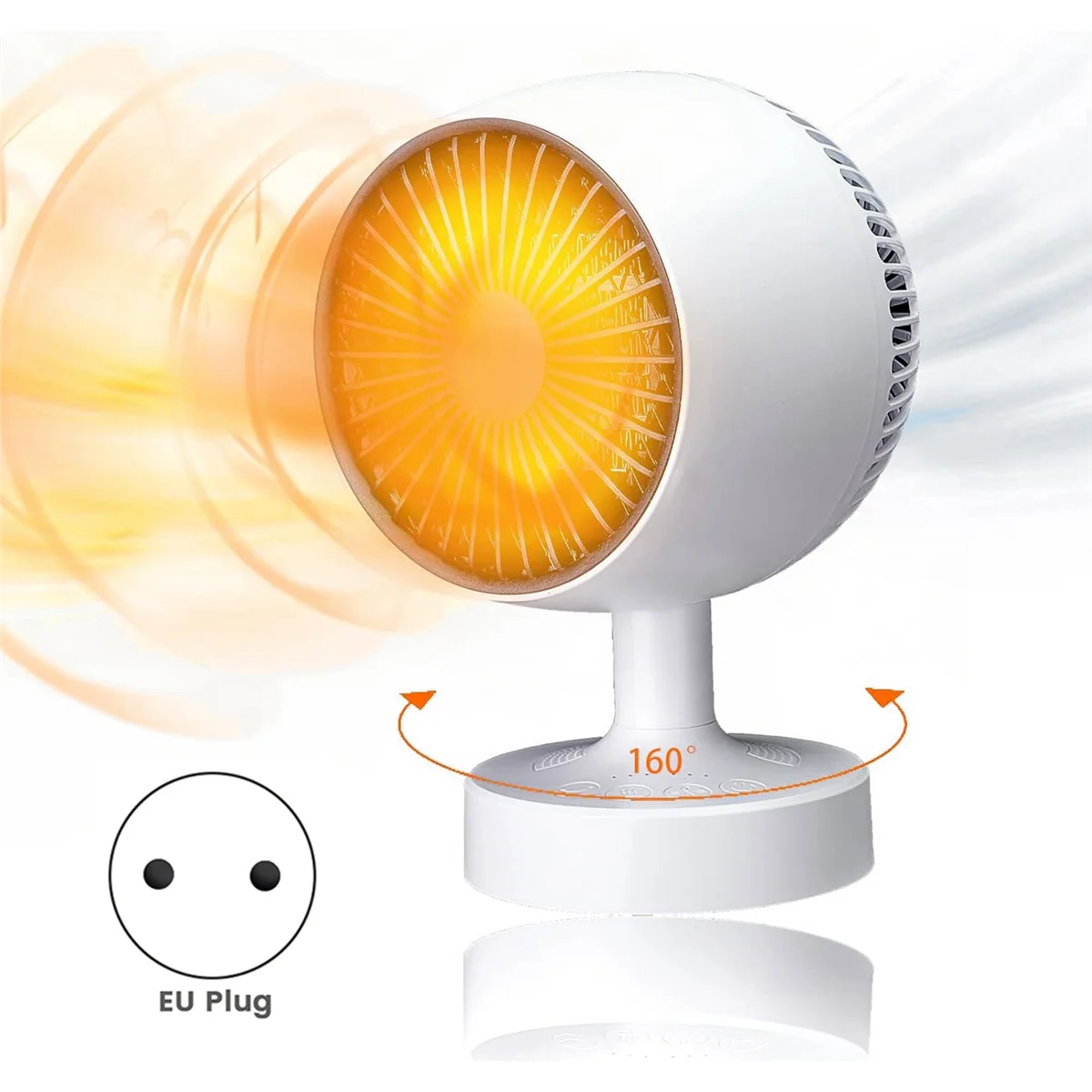 Мини-обогреватель AA96, космический обогреватель, настольный обогреватель 500 Вт для офиса, 160 г. °   Боковая автоматическая качающаяся 3 передачи, регулируемая, керамическая вилка PTC европейского стандарта