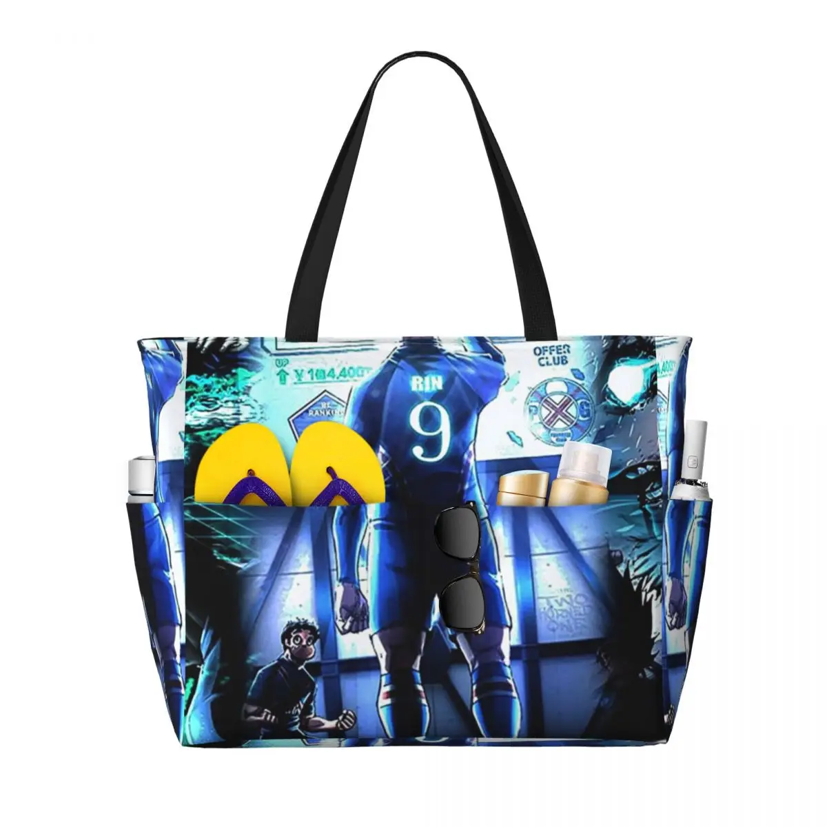 Rin Itoshi Blue Lock Football Beach Tote Bag Sport Gym Yoga Duffle Large Tote Bag Women Travel Bag Fitness bag