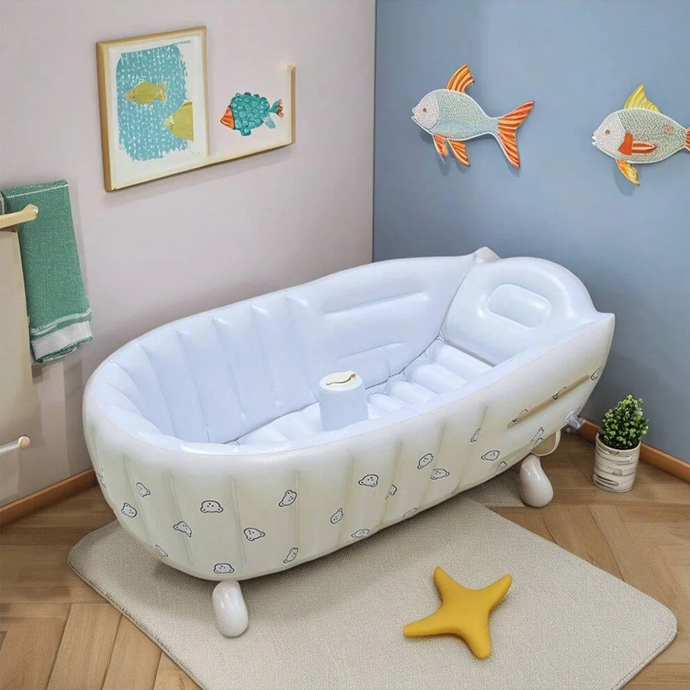 1PCS Baby Inflatable Bathtub, Portable Infant Toddler Bathing Tub Non Slip Travel Bathtub Mini Air Swimming Pool Kids Thick Fold