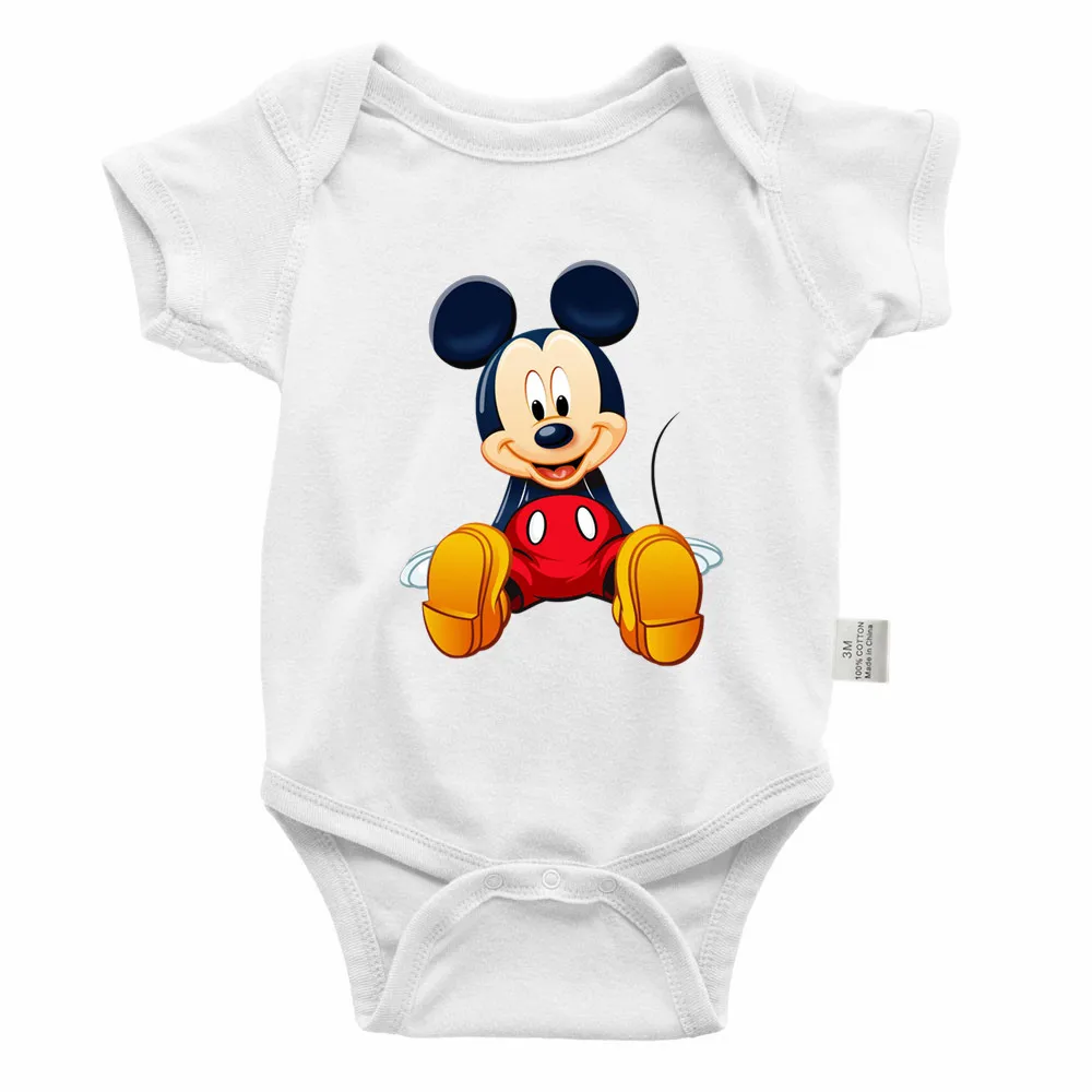 Disney Micky Mouse Baby Bodysuits Infant Cotton Short Sleeve Rompers Newborn Body Baby Boys Girls Onesies