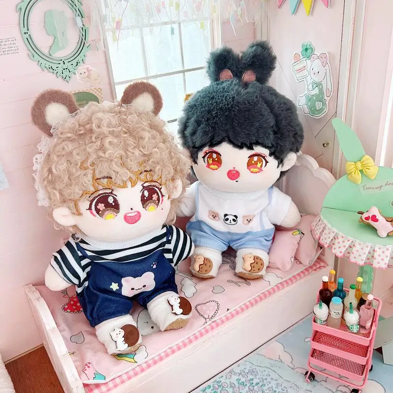 20cm Cute Idol Boy Doll Kawaii Stuffed Soft Cotton Plush Doll with Clothes for Girls Fans Collection Gifts Anime Game Periphery
