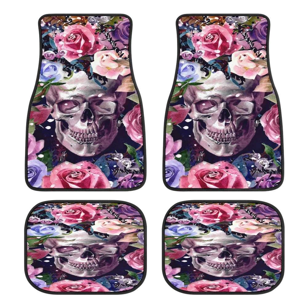 

Skull and bones Custom printed car accessories fit most skull flower car floor MATS
