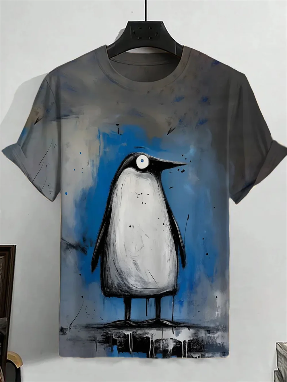 

Funny Penguin Graphic Men's T-Shirt 3D Print Casual Comfortable Short Sleeve Tees Creative Personality Design Round Neck Clothes