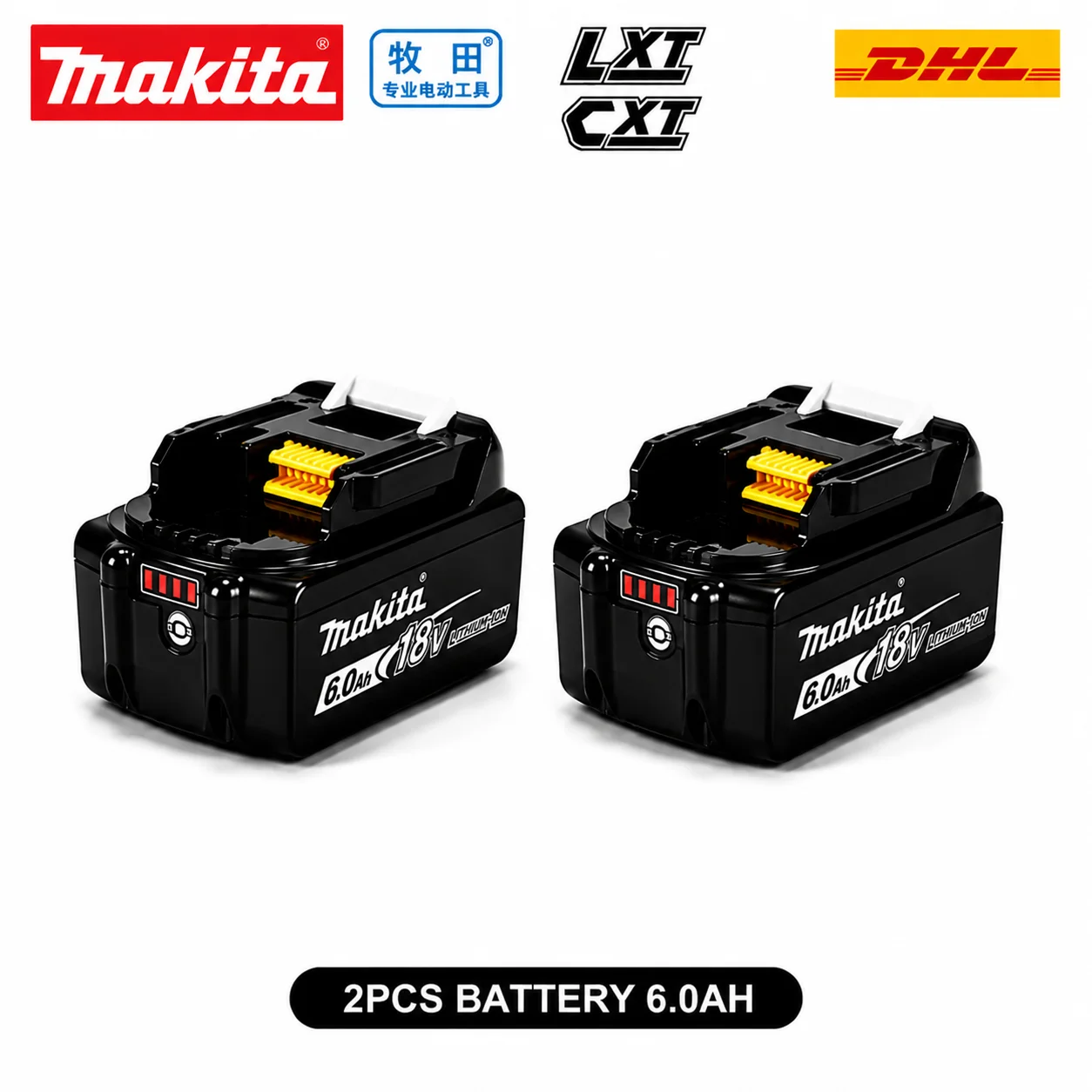 Original Makita DHR242 Akku-Bohrhammer, 18V bürstenloser Motor, inklusive originaler 6,0Ah BL1860B Batterie & Ladegerät, 24mm SDS-Plus, 3-Modus-Betonbohrer, schneller EU-Versand