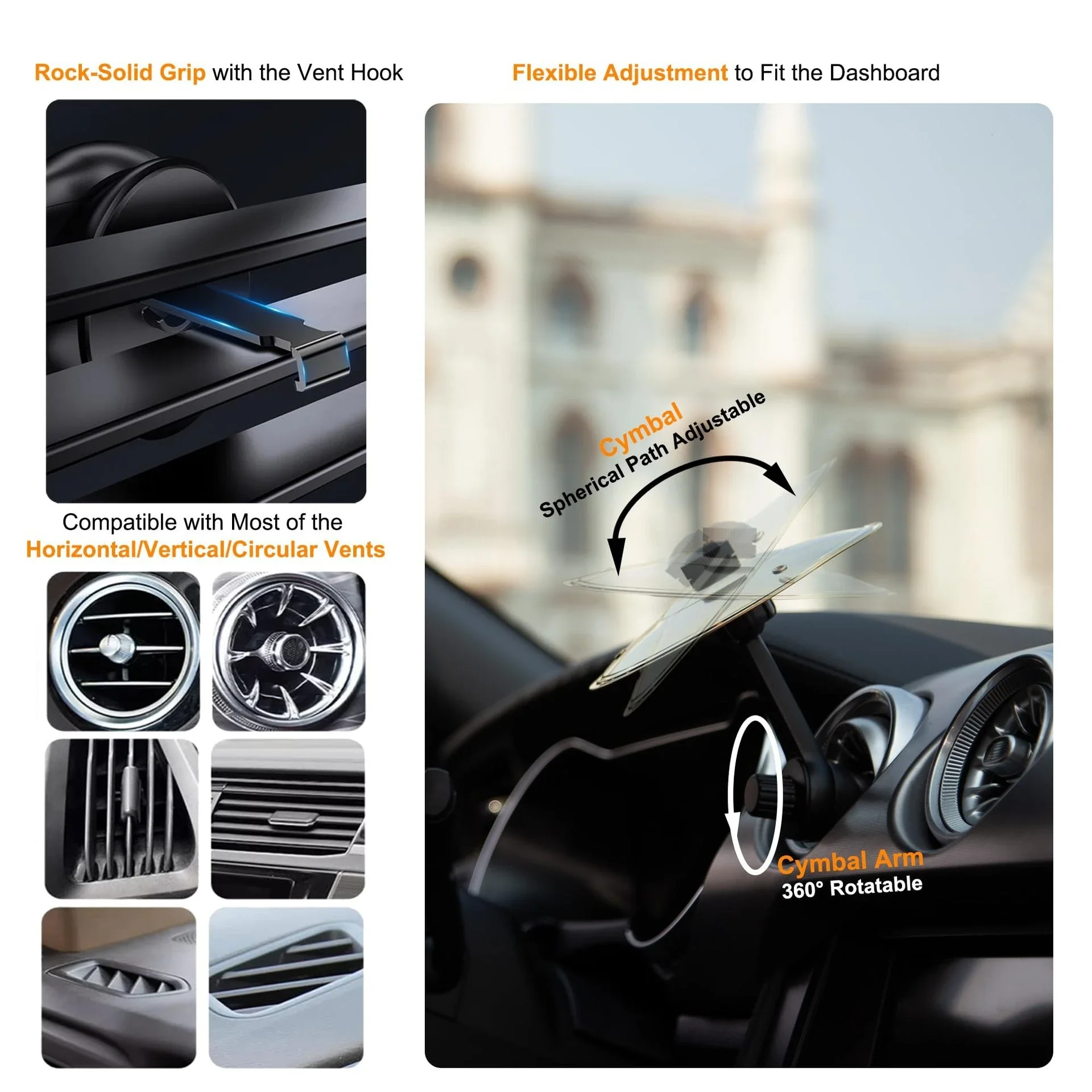Universal Mini Drums Colliding With Cymbals Vent Decoration For Car Rugged Automotive Interior Accessories Crash Proof Design