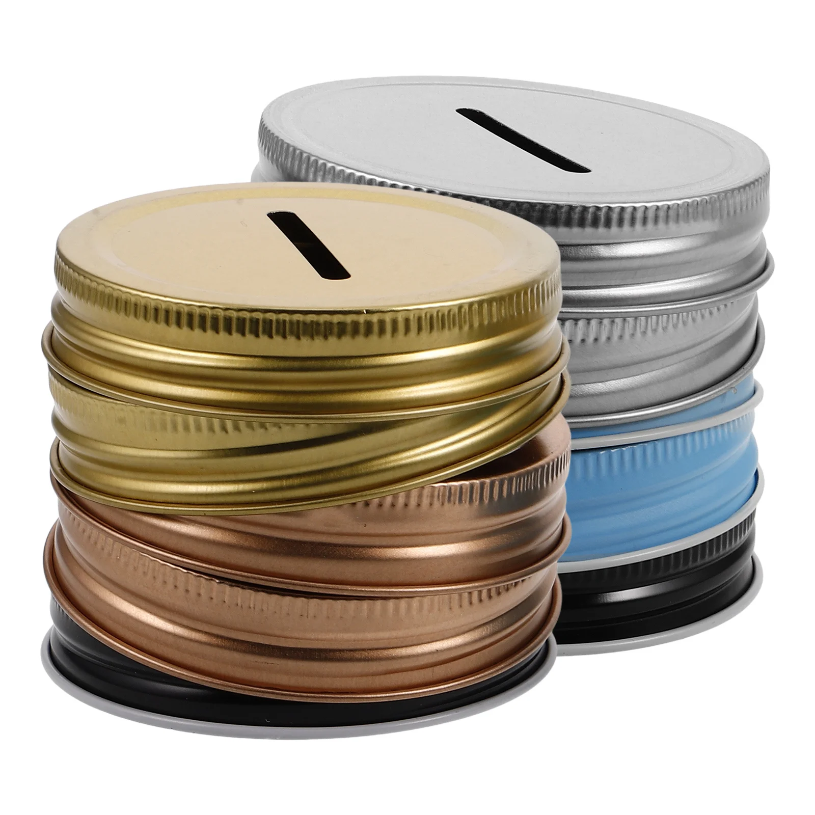 

HONMEET Metal Jar Lids 10 Pack Wide Slot Replacement for Money Saving