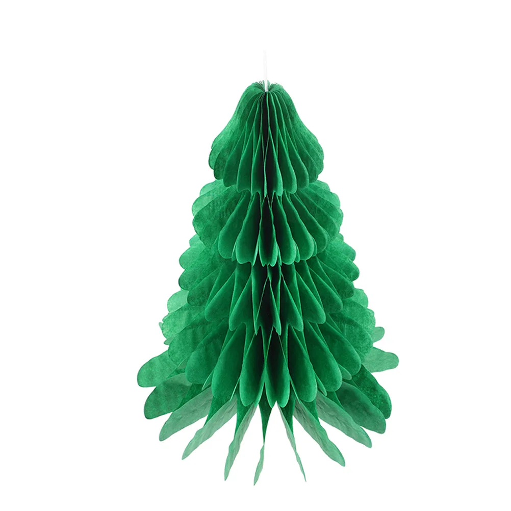 

Green Honeycomb Christmas Tree Paper Decorations Foldable Holiday Centerpiece Easy Assembly Festive Home Party Decoration