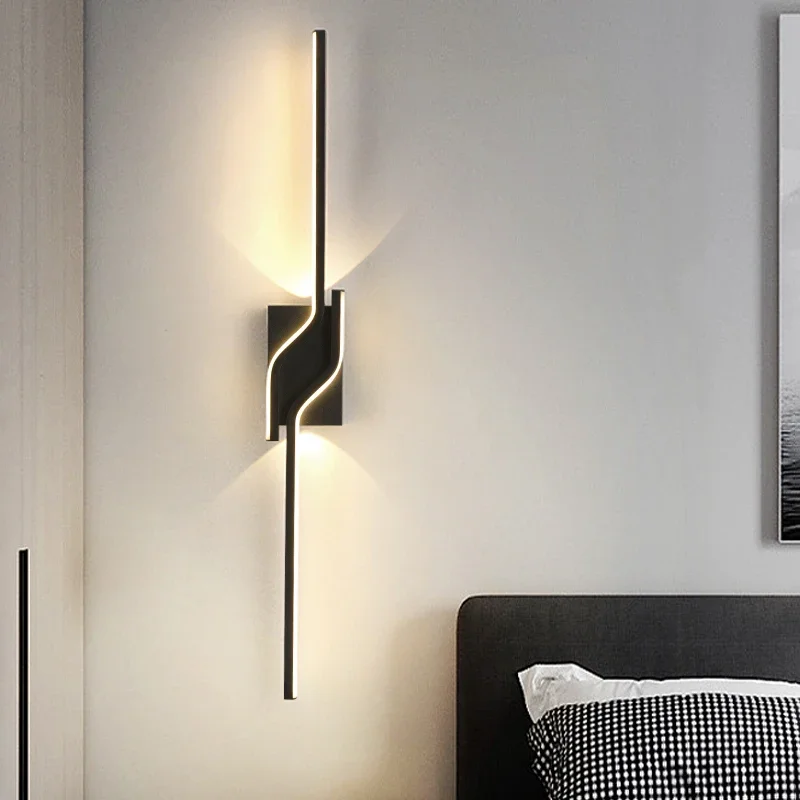 Modern LED Wall Light Minimalist Vertical Light Fixture Sleek Black Sconce For Living Room Bedroom Hallway Indoor Lighting Decor