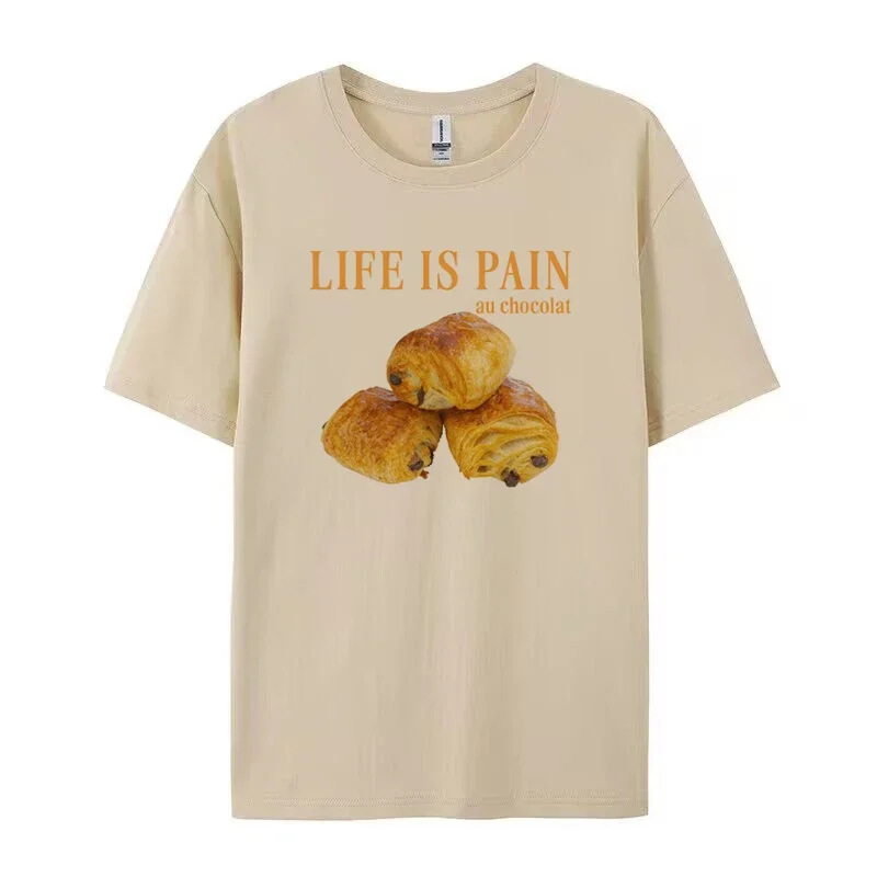 Pain Au Chocolat Funny Quotes T-Shirt Cute Food Graphic Tees Women Casual Croissant Bread Lover Shirt Unisex Summer Clothes Gift