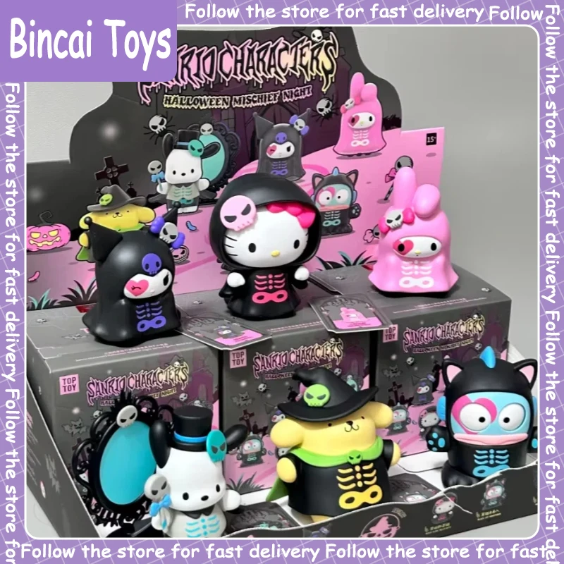 

Подлинные персонажи Sanrio на Хэллоуин, озорная ночь, серия, слепая коробка, милая коллекция Kuromi Hello Kitty, украшение для рабочего стола, подарок