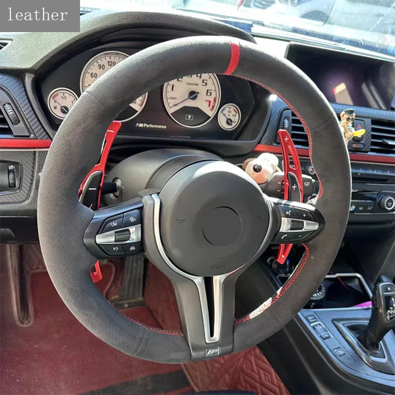 Hand-sewn Car Steering Wheel Cover Suede for BMW M3 M4 M Sport F30 F31 F34 F10 F11 F07 X1 X2 X3 F25 F32 F33 F36 F48 F39 Interior