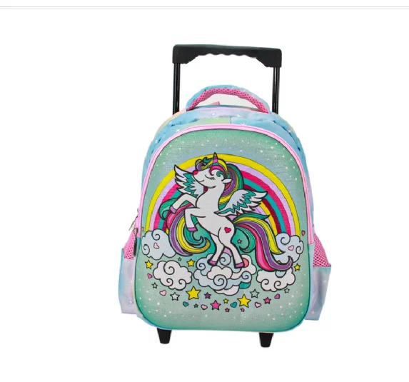 Toddler rolling backpack Travel trolley bags for little grils kids school  rolling luggage suitcase Unicorn Backpack for Girls