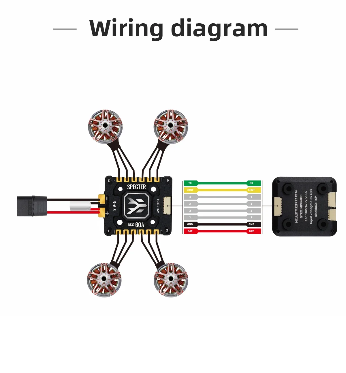 Spectre 60A BL32 4 In1 미니 ESC G071 128K 통합 CNC 방열판 20x20mm 3-6S FPV 프리스타일 DIY 부품용