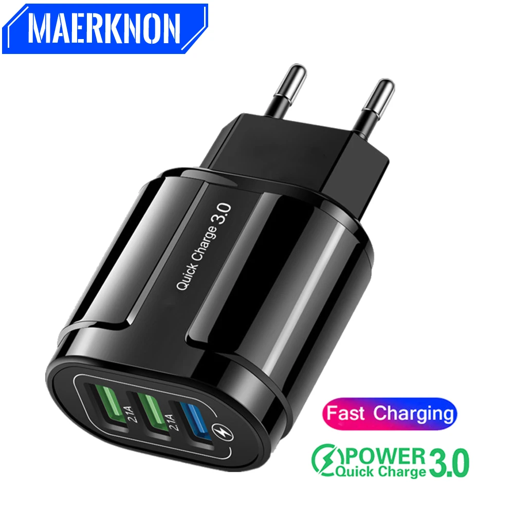 Maerknon 3USB Phone Charger 18W Fast Charging For Samsung Xiaomi Huawei iPhone 14 13 Pro Max QC3.0 Mobile Phone Charger Adapter