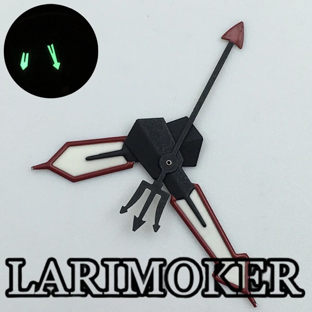 LARIMOKER 시계 핸드 세트, NH35, NH36, NH38 무브먼트, 세컨드 포인터, 왕관 고래 모양