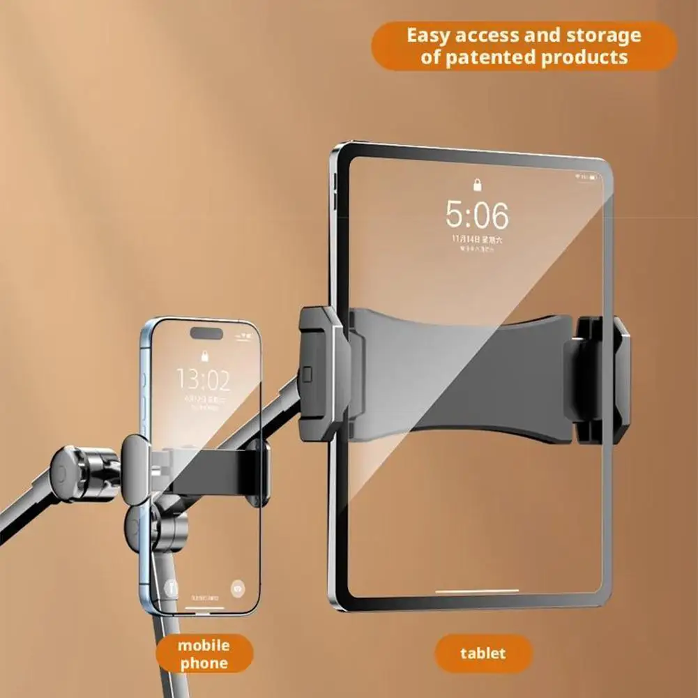 Adjustable Phone Stand For iPad Tablet Multifunction Metal Extendable Lazy Bedside Desktop Live Foldable Stand Headrest Holder