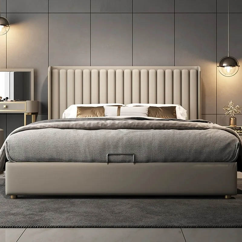 Storage Hotel Full Size Double Bed Aesthetic Lounge Two Persons Fancy Bed Bedside Table Master Cama Matrimonial Home Accessories