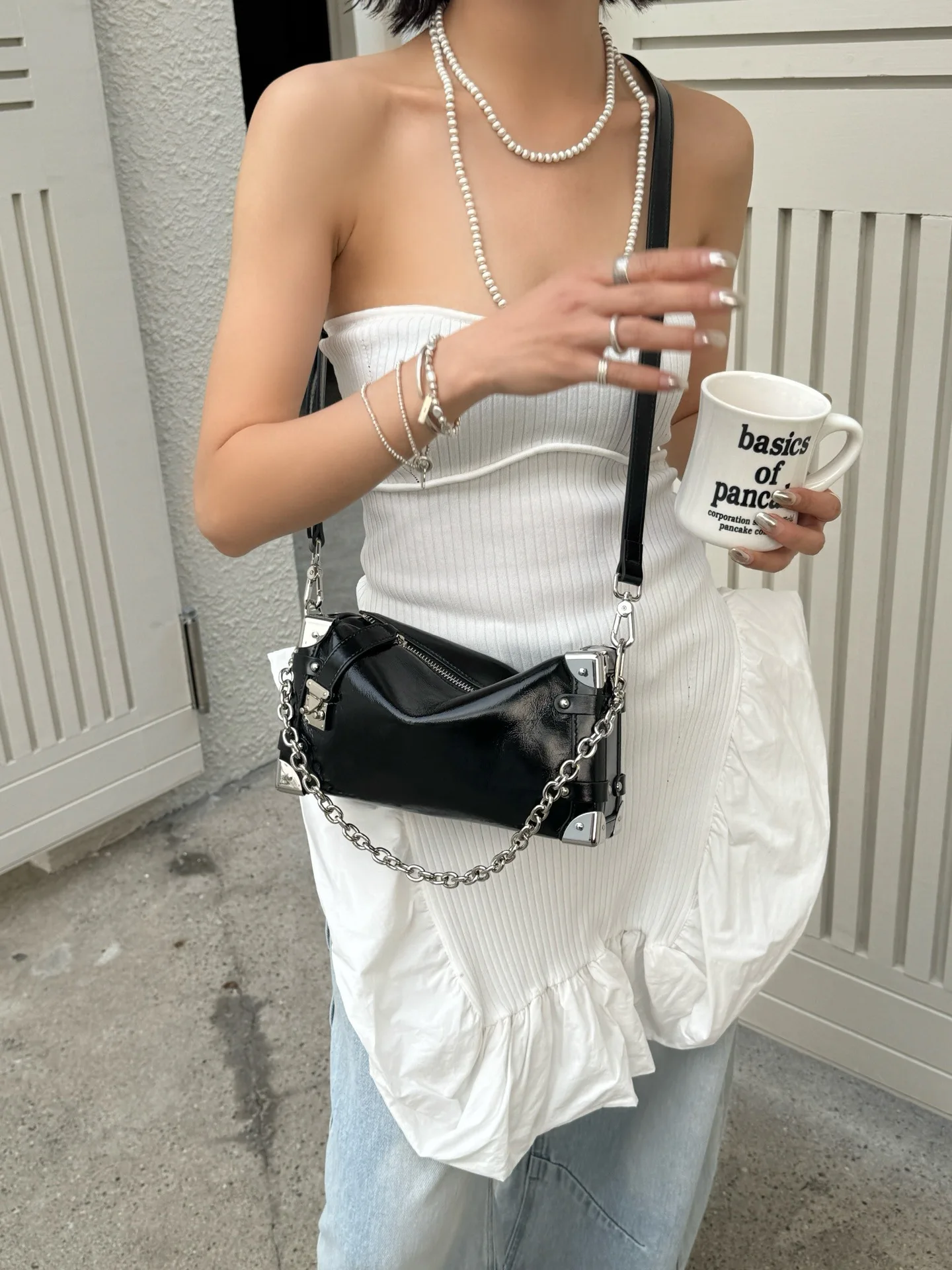 

Luxury Designer Handbags Genuine Leather Small Box Bags For Women 2025 New Cowhide Lock Rivet Chain Underarm Shoulder