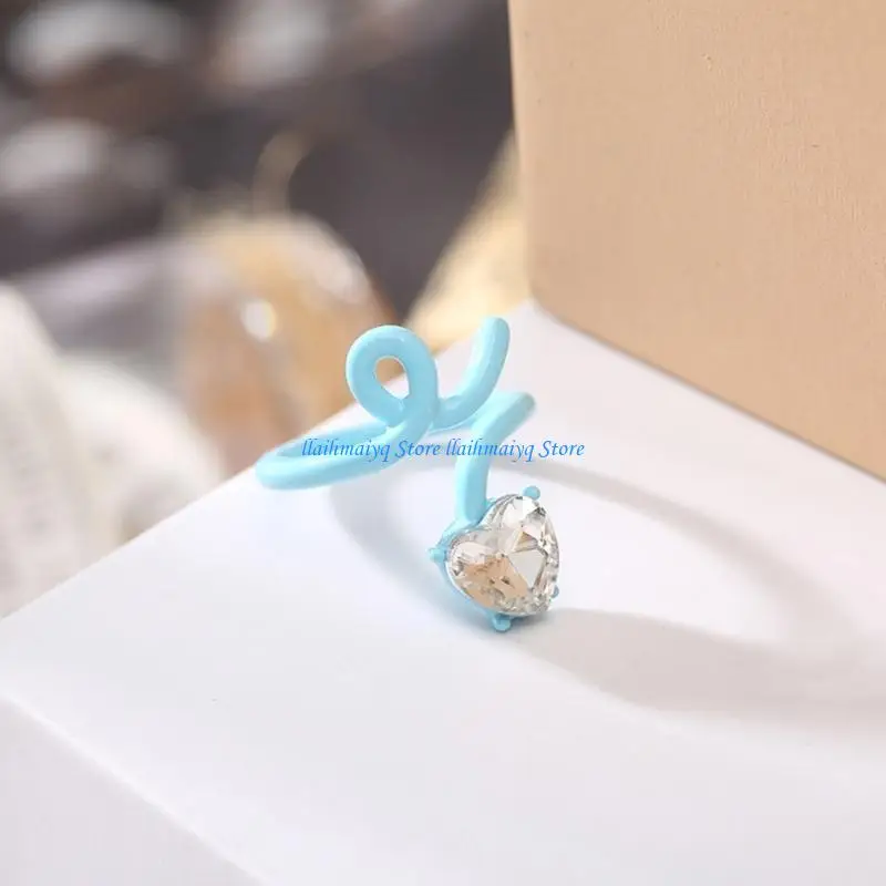 

573B Heart Adjustable Rings Delicate Opening Rings Heart Finger Rings Alloy Texture Suitable for Wedding and Parties Wear