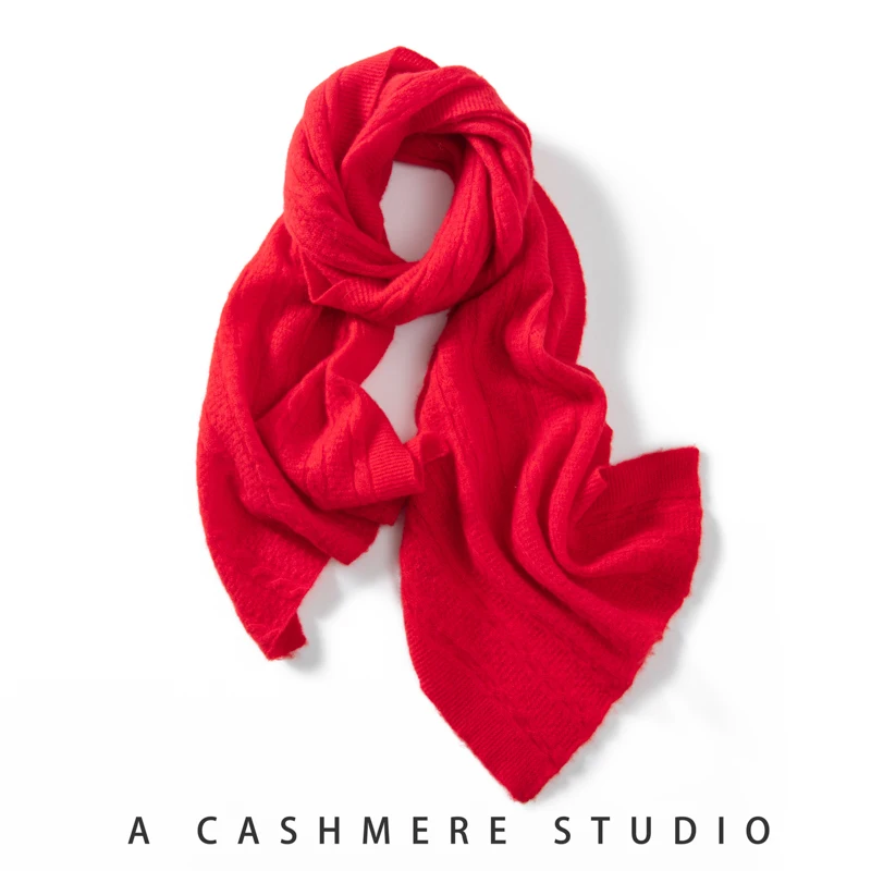 High-end 100% Cashmere Knit Wraps For Women 2 Purposes Solid Color Scarf Korea Fashion Pashmina Scarves Warm Soft Cashmere Shawl