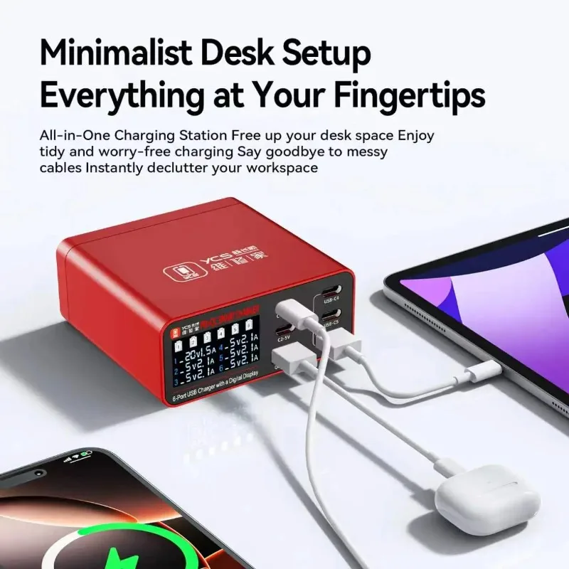 YCS 300 6-in-1 PD+QC Smart Charger 4