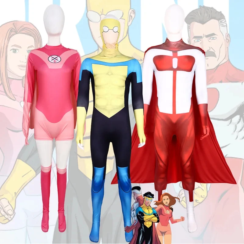 

Anime Cartoon Invincible Mark Grayson Cosplay Men Costume Male Superhero Omni- Atom Eve Man Halloween Carnival Cloth x,3;b'2.
