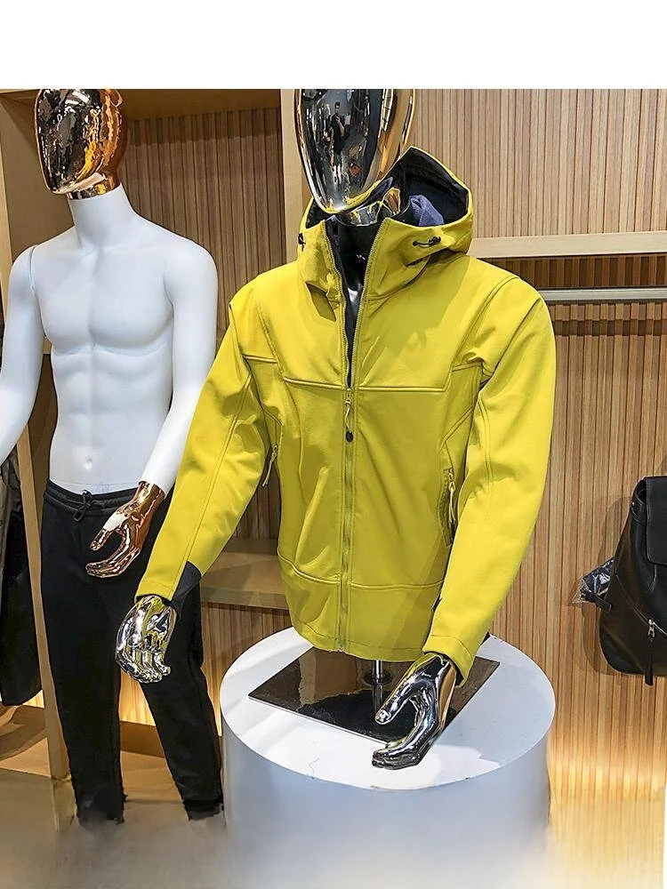 

Men's Outdoor Fleece-Lined 3D Tailored Windproof Waterproof Jacket Youth Fashion Autumn Winter Long Sleeve Hooded Coat