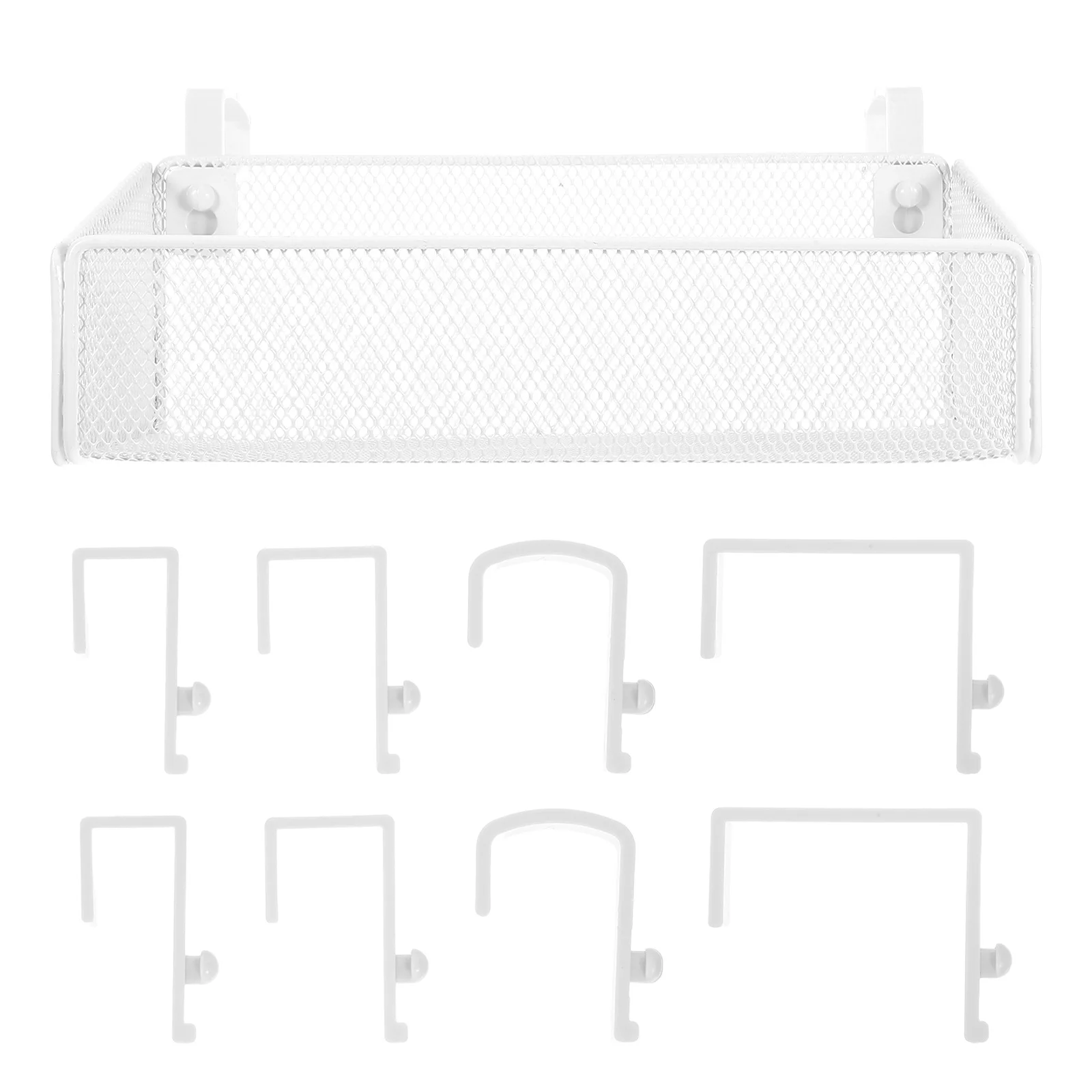 

1 Set Bedside Hanging Storage Basket White Metal Mesh Rack For Bunk Bed Dorm Office Wall Space Saving Organizer For Phone Books