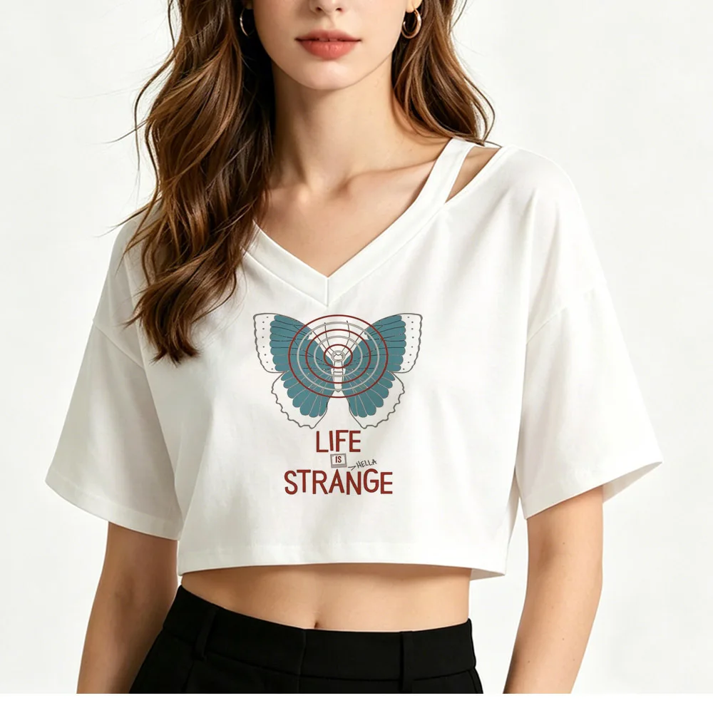 Life Is Strange cropped top teen meme emo scene  gothic clearance sales top tees goth japan party emo streetwear