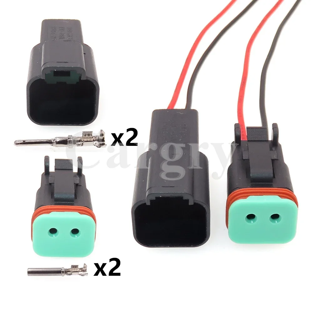 1 Set 2P Black Auto Plastic Housing Sealed Socket DT04-2P DT06-2S AC Assembly Car Replacement Connector Parts