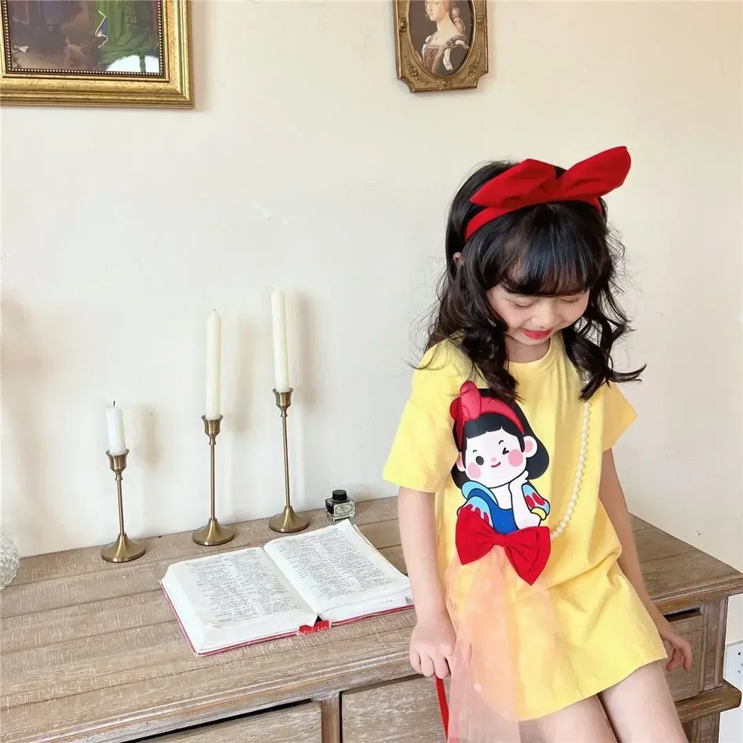 ديزني فروزن الأميرة إلسا تنورة الصيف الفتيات أزياء شبكة الكرتون اللباس الطفل ميدي قصيرة الأكمام تي شيرت