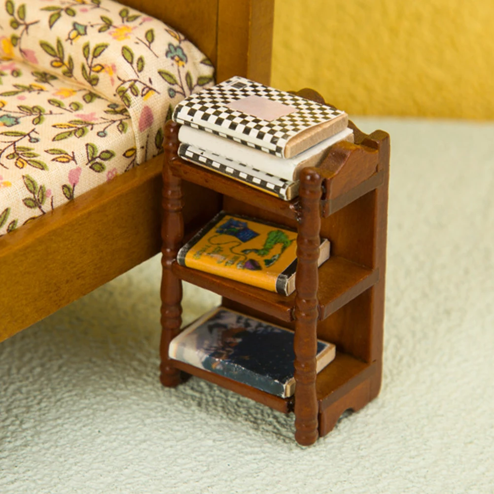 

Mini House Ornaments Furniture Miniature Bookshelf Accessories Dollhouse Cabinet