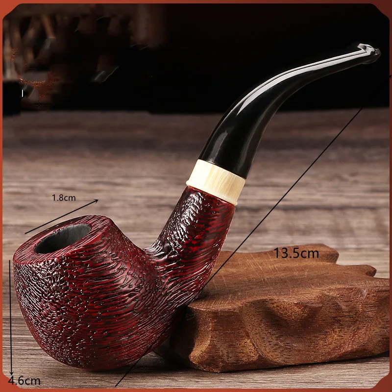 Wooden Tobacco Pipe Bent Type Handmade Retro Smoking Pipe 9mm Filter Pipe Gift for Men