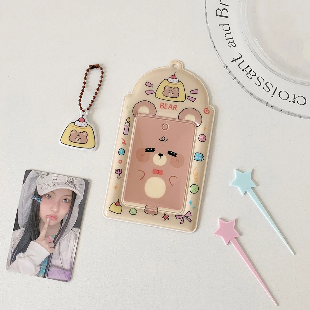 

Photo Album Card Holder Photocard Collectors Kawaii Animal 3 Inch Keychains Mini Card Holder Bag Charm Pendant School Stationery