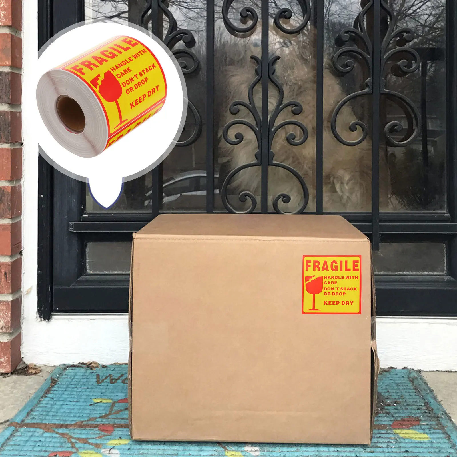 

1pcs Fragile Label Stickers Handle With Care Warning Decals For Packaging Shipping Boxes Adhesive Labels For Delicate Items