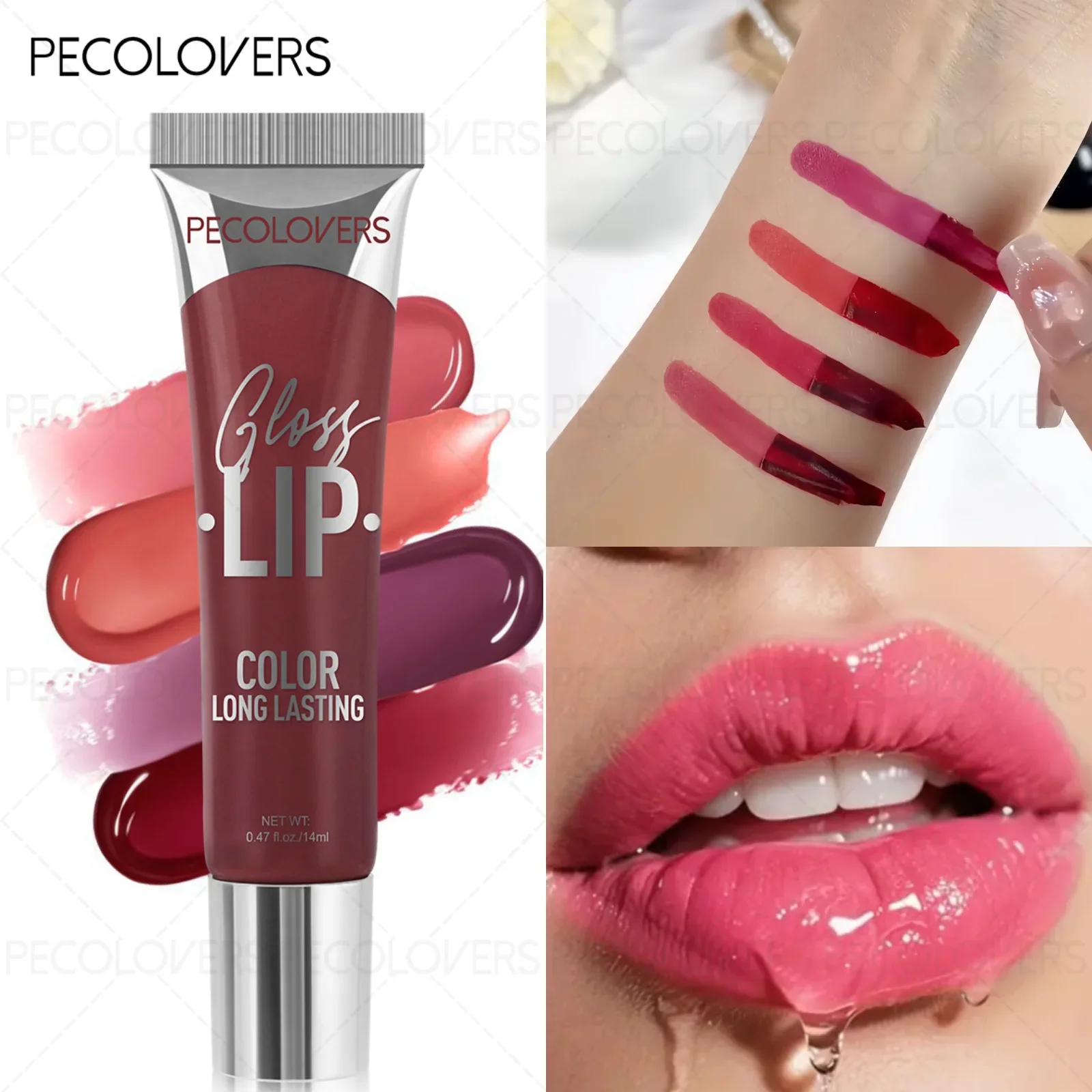 1PC Moisturizing Matte Ripped Lip Gloss, Pink/brown Tones, Easy Makeup Removal, Non-stick Cup, Lipstick, Christmas Gift