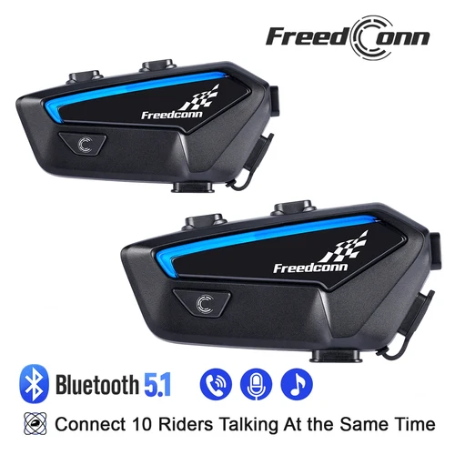 Imagen 1 del producto Freedconn FX-intercomunicador para motocicleta, auriculares Bluetooth para casco, 10 conductores, par de otras marcas, interfono para motocicleta, altavoz comunicador
