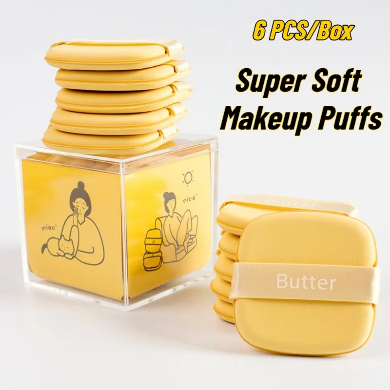 2/6 pçs super macio manteiga maquiagem esponja quadrado almofada de ar cosméticos puff liquidificador beleza fundação puffs compõem ferramentas maquillaje