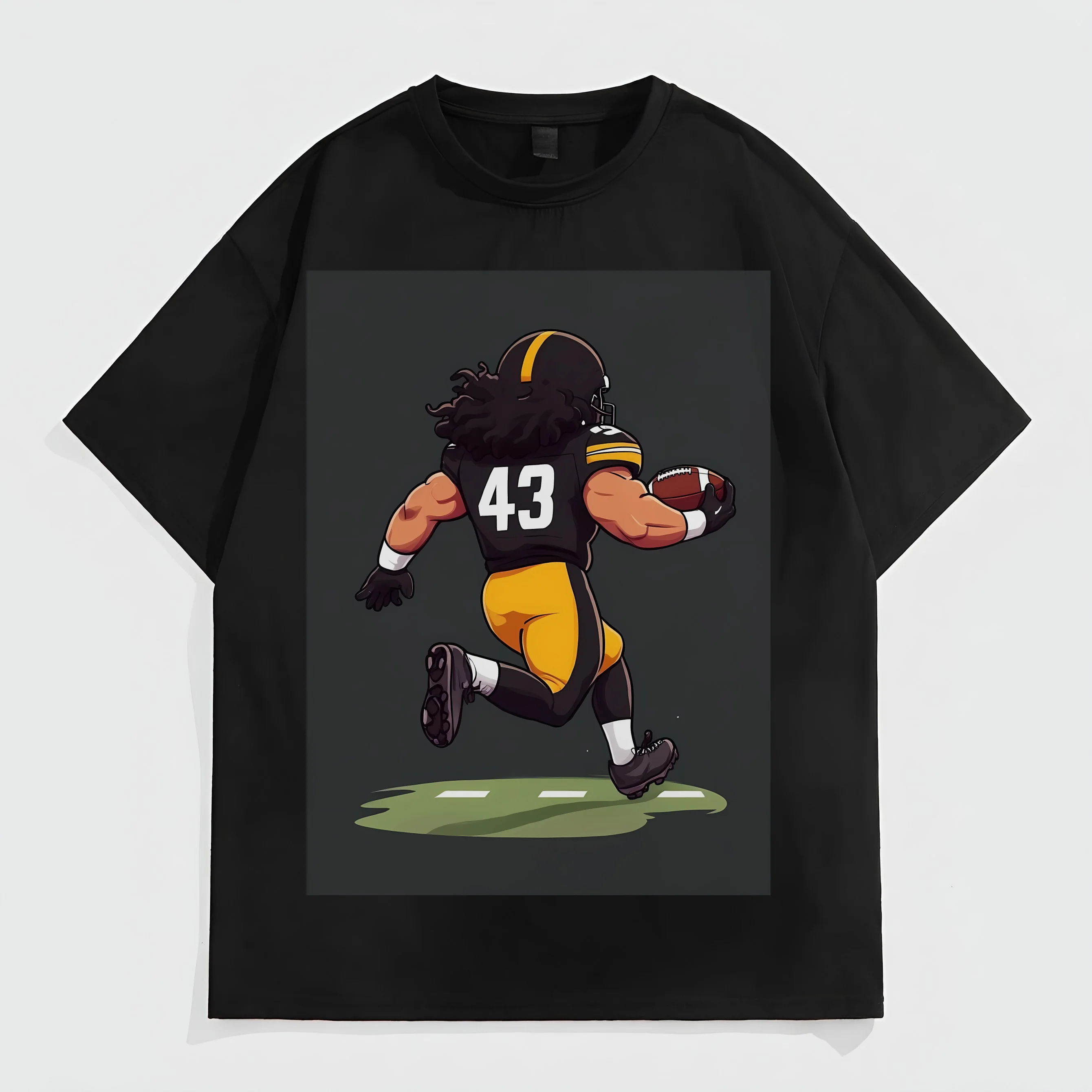 

Teevo Black Oversized T-Shirt with Sports Player Graphic Print for Casual Wear