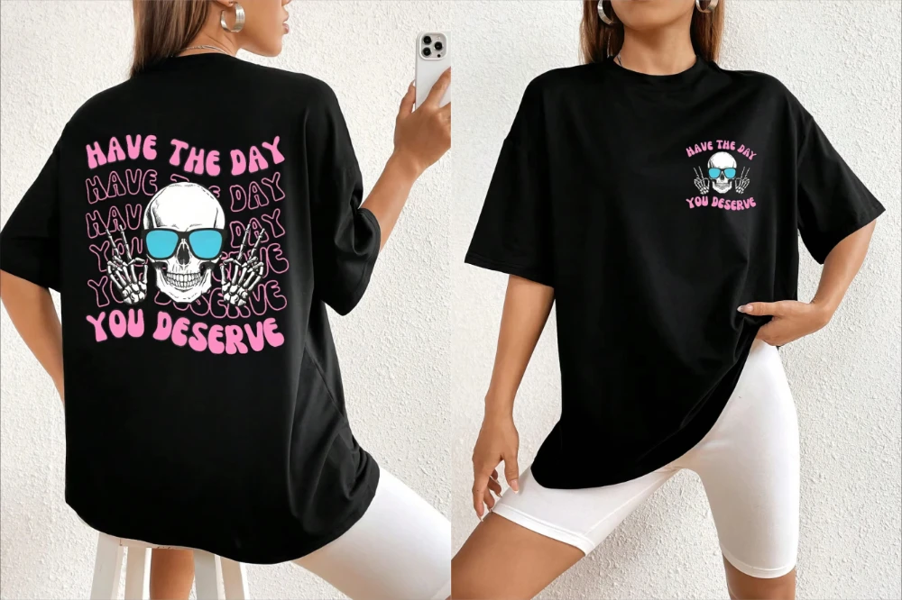

2025 Summer Autumn Winter Luxury Brand Cotton Men's and Women's T-Shirts Short Sleeves Outdoor Halloween Skull Graphic Printing