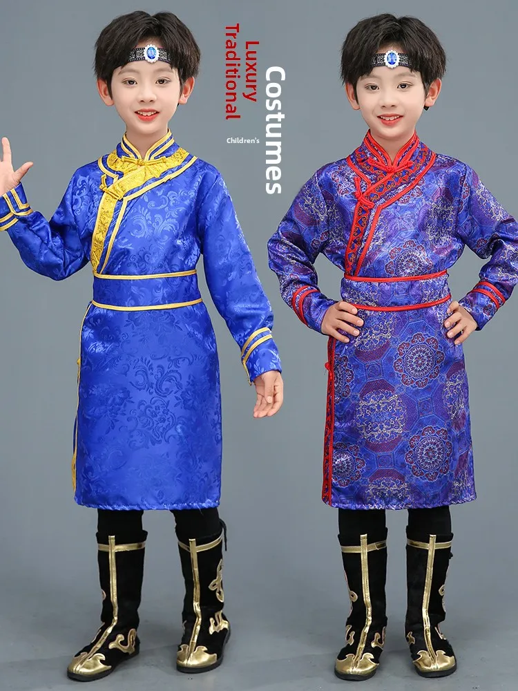 

Mongolian Ethnic Children's Clothing M Child Dance Performance Suit New Model Polyester Material Online Exclusive