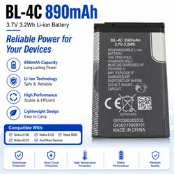 BL-4C 3.7V 890mAh Li-ion Replacement Battery for Nokia 6300, 6300i, 6301, 6230, 6131, 6125, 6100, 6101,6102 Mobile Phone Battery